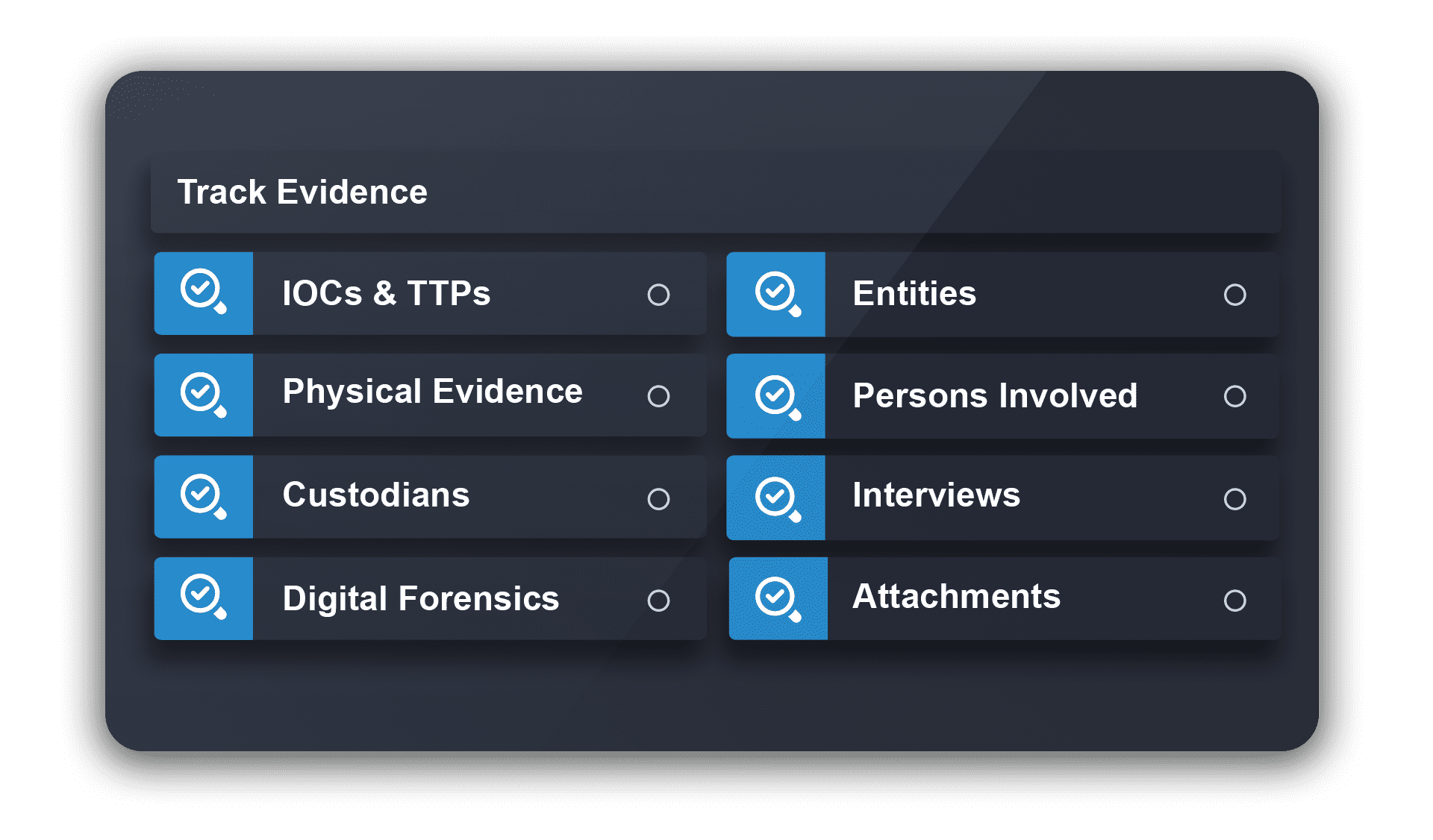 Track Evidence - Case Management feature for SecOps, SOC and investigator teams