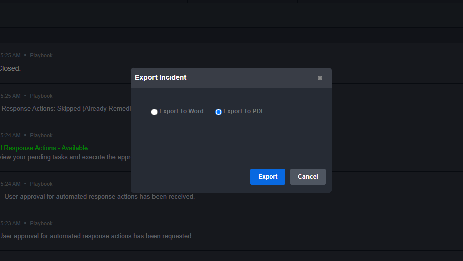 Automatically export custom incident reports in D3 Smart SOAR
