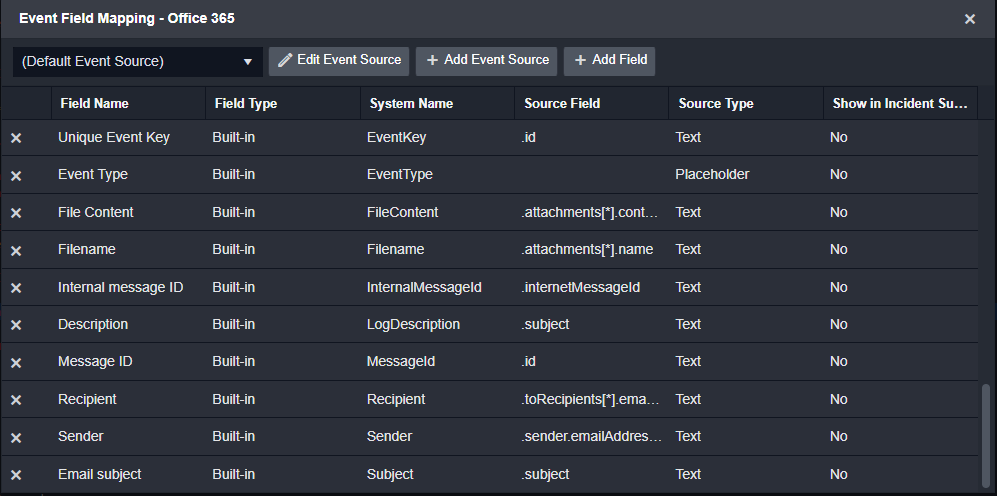 Event field mapping in Smart SOAR for case management
