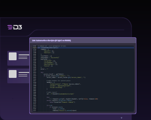 Graphic of the Smart SOAR interface allowing users to write custom code for playbooks