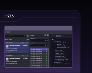 Graphic of the Smart SOAR interface, demonstrating the "scheduled" level of automation that enables proactive and recurring processes like threat hunting, IOC surveillance, and vulnerability management.