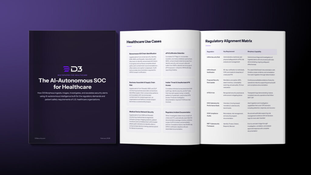 D3 Morpheus AI-Autonomous SOC platform for healthcare cybersecurity