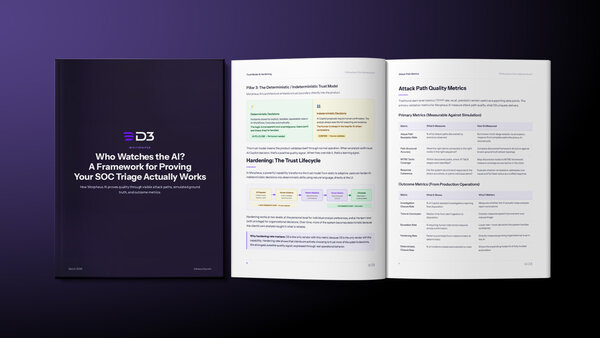 D3 Morpheus whitepaper cover — Who Watches the AI, addressing governance, auditability, and human oversight frameworks for autonomous AI decision-making in security operations