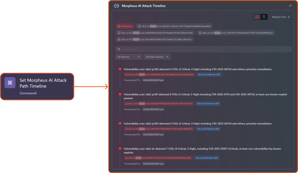 Morpheus AI Attack Timeline widget