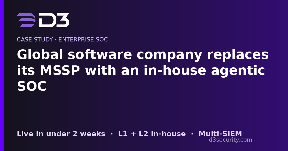 How a Global Software Company Brought Tier 1 and Tier 2 SOC Operations In-House With an Agentic SOC